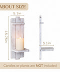 Rustic Whitewashed Wood Candle Sconces Wall Decor Set Of Two combines easy hanging shelf display for candles, measures 15.75 x 5.1 inches.