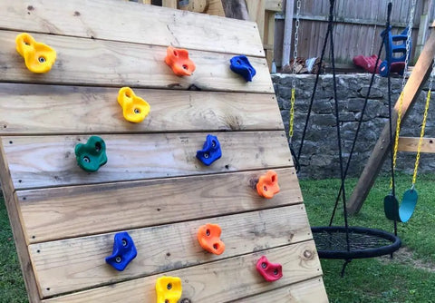 10 Piece Colorful Pig Nose Shape Rock Climbing Holds For Kids Indoor Outdoor Playground Wall Set With Two Blue Handles And Mounting Hardware Included Today
