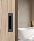 6 Inch Recessed Pocket Door Pull Matte Black 304 Stainless Steel Rectangular Finger Flush Sliding Closet Barn Door Handle Heavy Duty 2 Pack