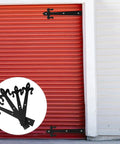 Flat Embossed Garage Door Hinge Set With Handles Decorative 4 Piece Hardware Kit 8 Inch And 10 Inch Hinges on red garage door