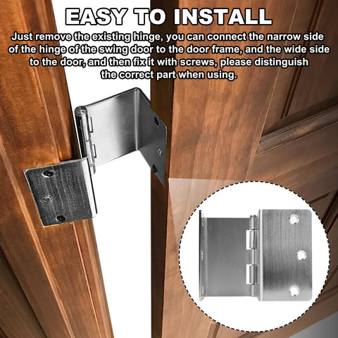 Expandable Handicap Door Hinges Offset Two Swing Hinges In Satin Chrome For Wheelchair Accessibility Opens 90 Degrees And Adds 2 Inches To Doorways For Barrier Free Entry