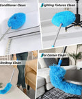 Ceiling Fan Cleaner Duster Set With Extension Pole 13 To 48 Inch, 2 Pack Reusable Microfiber Dusters in use