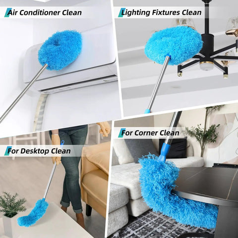 Ceiling Fan Cleaner Duster Set With Extension Pole 13 To 48 Inch, 2 Pack Reusable Microfiber Dusters in use