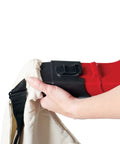 Hand attaching bottom zip bag to Ultra Electric Blower Vac With 250 MPH Airflow Red Mega Metal Impeller For Serious Mulching And Easy Yard Cleanup