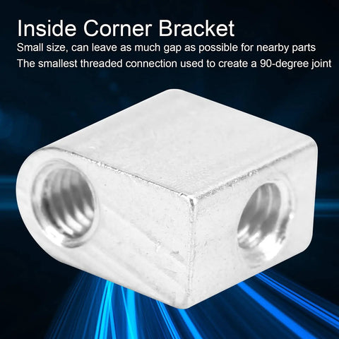 Precision Robotic Corner Gussets 4 Pack 11X8.5X6MM Dead On 90 Degree Internal Brackets For Automation Machines close-up of a silver alloy inside corner bracket.