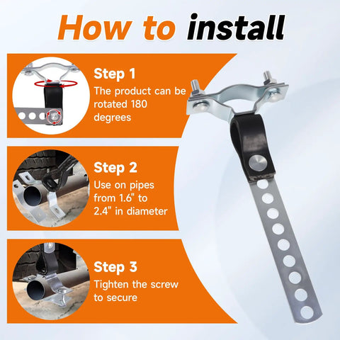 Installation steps for Rugged RV Exhaust Hanger For Generators And Onan 2500 4000 5500 Cummins Odyssey 1-1/2 Inch Tailpipe Replacement 1552174 155-2174 Easy Install And Durable.