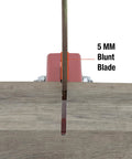 DIY Ready Laminate And Vinyl Plank Cutter For 8 Inch Boards That Cuts Laminate Up To 8 Wide And 10 Mm Thick And Vinyl Up To 8 Wide And 4 Mm Thick End Piece Cutter With Zinc Plated Steel Blade For Clean Non Splitting Cuts showing cutting blade over wood planks.