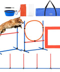 All In One Dog Agility Training Kit For Backyard Fun With Adjustable High Hurdles Weave Poles Jump Ring Pause Box Folding Bowl And Portable Storage Bag