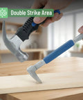 Person using Cat's Paw Nail Puller Tool 8 Inch Built Tough Forged Steel With No Slip Cushion Grip to remove nail on wood surface