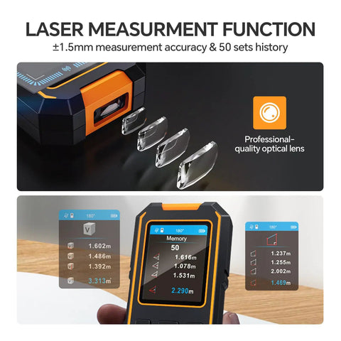 5 In 1 Stud Finder Wall Scanner With Laser Distance Meter And Digital Level Handy Rechargeable Multifunction Detector for wall measurements