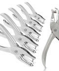 Six Pack Single Hole Puncher Set In Shiny Silver, 8 Sheet Capacity Each, One Quarter Inch Circle Paper Punch For Crafts And School