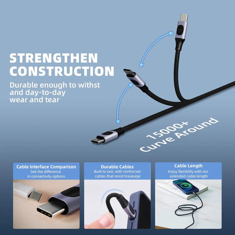 Durable USB-C cable from GaN 100W Battery Charger For DJI Drones With Four USB C Ports And 1M Cable