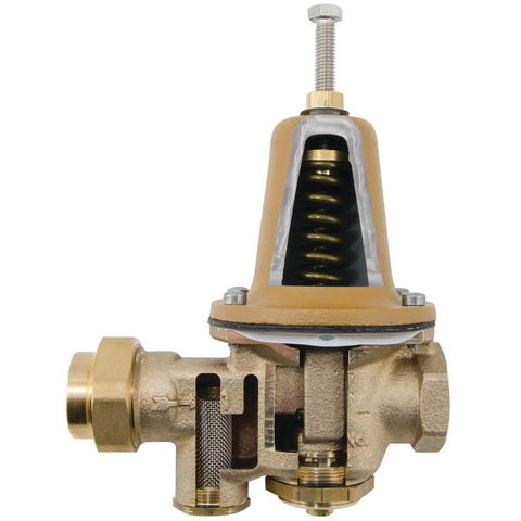 Lead Free Three Quarter Inch Water Pressure Reducing Valve With Solder Union Outlet And NPT Female Outlet Polymer Seat
