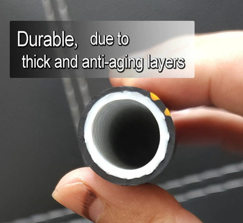 Cross-section view of Heavy Duty Garden Hose 5 Ft 5/8 Inch Female To Female Connector Black Water Hose with layer details