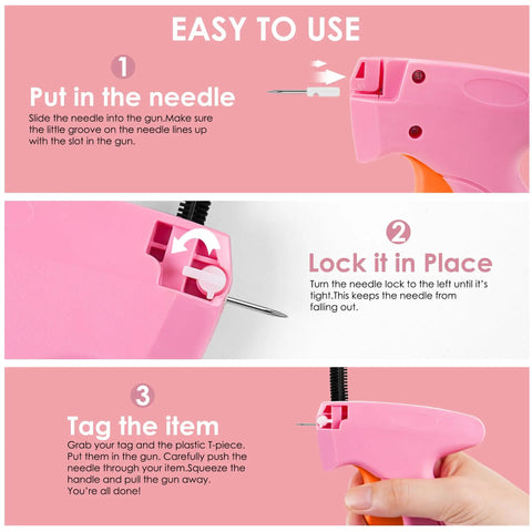 Pink handheld stitch gun demonstration for Handheld Stitch Gun For Quick Clothing Fixes With Invisible 5mm Needle.