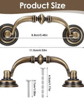 Product dimensions for Vintage Drop Bail Bronze Drawer Pulls 3.5 Inch Center Hole 2 Pack Cabinet Handles shown with screws