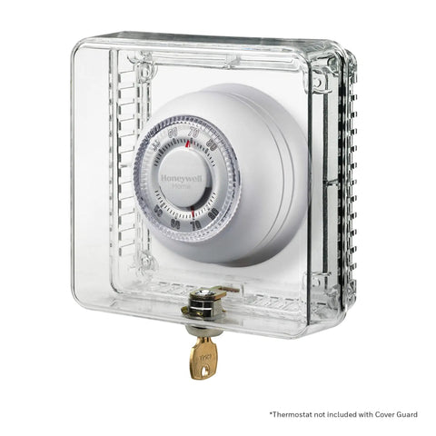 Locking Thermostat Guard Cover For Small 4.375 Inch Square Units Clear Plastic Shield With Built In Keys