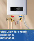 3/4 Inch Tankless Water Heater Valve Kit With Pressure Relief Valve Lead Free Brass Universal 3/4 FIP To 3/4 FIP Full Port Ball Valves 500 WOG For Residential Or Commercial Use 10 Pack installed on tankless water heater