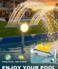 Solar Pool Fountain With 7 Color LED Lights 2026 Upgrade Dual-Head Adjustable Spray Fountain in above-ground pool