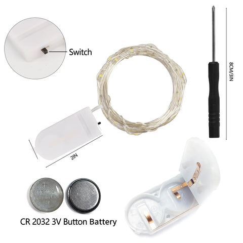12 Pack Battery Operated Fairy Lights 7Ft Each With 20 LEDs waterproof silver wire with batteries and small screwdriver included