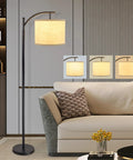 Arc Floor Lamp With Lantern Shade For Farmhouse Style Living Room And Bedroom, Tall Industrial Reading Light With 3 Color Temperatures