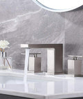 Brushed Nickel Widespread Bathroom Faucet 3 Hole 2 Handle Vanity Sink Faucet Stainless Steel With Drip Free Ceramic Disc Valves