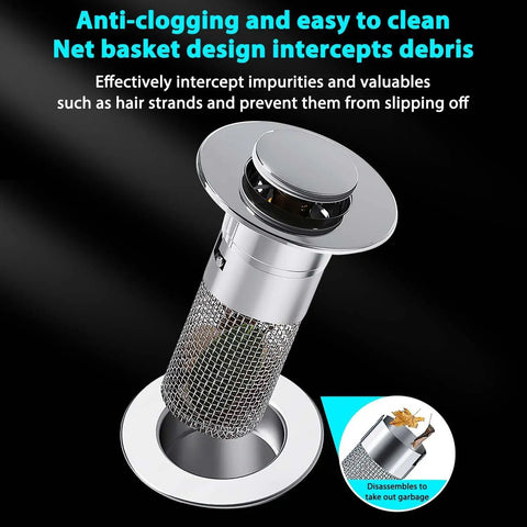 No Drama Bathroom Sink Stopper And Hella Strong Hair Catcher With Smooth Pop Up Drain Plug Built In Strainer Basket Universal Replacement Filter Trapping Every Strand Quick Easy Drainage Big Time Value Twin Set