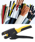 Automatic Wire Stripper With Rock Hard Abs Handle Strips Awg 7 To 26 Conductor Cable Smooth Quick Release Jaw, close-up of tool.