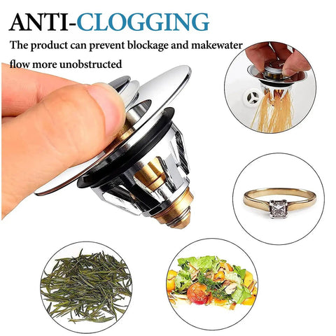 Premium Bathroom Sink Pop Up Plug Drain Filter For 1.2 To 1.42 Inch Basins Stainless Steel Hair Catcher Basket in hand view