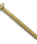 Premium Top Shelf Tan Finish Wood Screws Size 12 By 2 1 2 Inch Bugle Head T25 Star Drive heavy duty screw close-up