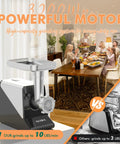 Heavy Duty Electric Meat Grinder 2800W Sausage Stuffer with sleek design and high-capacity grinding system in kitchen.