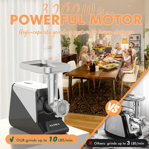 Heavy Duty Electric Meat Grinder 2800W Sausage Stuffer with sleek design and high-capacity grinding system in kitchen.