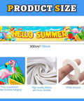 Hello Summer Banner 118 By 20 Inches Outdoor Beach Theme Party Decor With Flamingo And Tropical Fruit Design for backyard