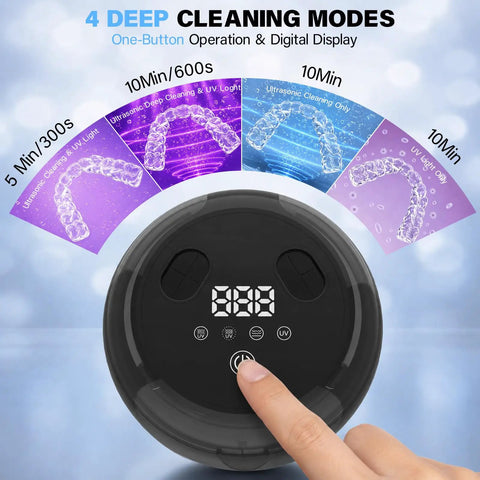 Dope 200ml Sonic Cleaning Pod With 4 Modes And UV Lights 45-52kHz Deep Clean For Retainers Dentures Mouth Guards Aligners Braces Dental Accessories And Jewelry, digital display