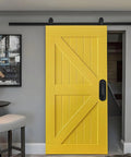 9 Inch Stainless Steel Barn Door Handle Black Heavy Duty Pull For Barn Doors And Home Rooms Easy Install Durable Hardware Beefy Construction With Smooth Surface Anti Slip Grip And Simple Mounting For Indoor Outdoor Use on yellow barn door