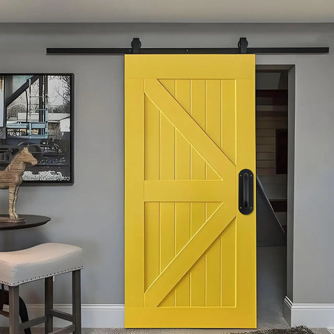 9 Inch Stainless Steel Barn Door Handle Black Heavy Duty Pull For Barn Doors And Home Rooms Easy Install Durable Hardware Beefy Construction With Smooth Surface Anti Slip Grip And Simple Mounting For Indoor Outdoor Use on yellow barn door