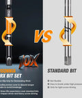 Comparison of Torx Bit Set 36 Piece T5 Through T40 With 1 Inch, 2 Inch And 3 Inch Tamper Proof Bits vs. standard bit for durability