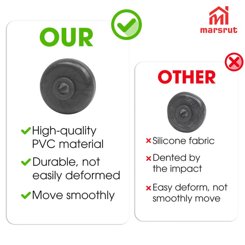 Comparison of high-quality PVC soleplate wheel with silicone wheel; ideal for 4 Pairs Soleplate Wheels Replacement For V6 V7 V8 V10 V11 V15.