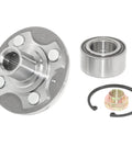 Front Wheel Hub Kit With Bearing, Studs, Snap Ring And Axle Nut, Forged Flange Fitment To Rebuild Non Integral Wheel Hubs