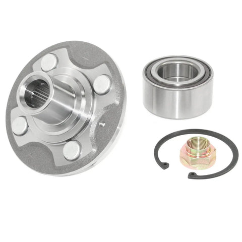 Front Wheel Hub Kit With Bearing, Studs, Snap Ring And Axle Nut, Forged Flange Fitment To Rebuild Non Integral Wheel Hubs