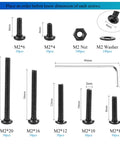Sweet 410 Piece M2 Metric Machine Screw Kit With Black Button Head Allen Cap Bolts Nuts And Washers Made Tough Grade 10.9 Alloy Steel Includes Hex Key Perfect For Heavy Duty Repairs And Custom Builds With Top Notch Durability And Strength. M2 screw sizes and hex key chart