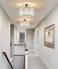 7.9 Inch Modern Crystal Ceiling Light Fixture LED Mini Crystal Chandelier Flush Mount For Bathroom Kitchen Bedroom Hallway Staircase Lit White Glow Premium K9 Crystal With Stainless Steel Finish Non Flicker in hallway.