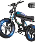 Electric Fat Tire Bike For Adults With 2500W Peak Motor, 100 Mile Range, front angle view with bright blue tires
