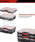 Heavy Duty Tools Organizer Box Set For Small Parts, Deep And Shallow Storage With Removable Inner Cups, Interlocking Lids And Seals