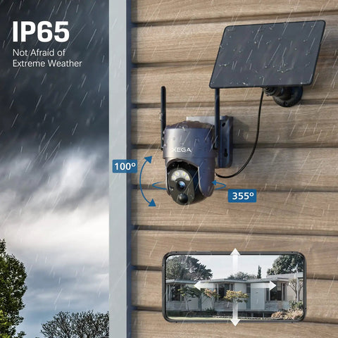 2 Pack Wireless Outdoor Security Cameras 2K 360 Degree PTZ Solar Powered With Spotlight And Siren Color Night Vision AI Motion