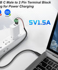 USB Type C Solderless Connector Screw Terminal Adapter USB C Male To 2 Pin Terminal Block 5V Power Output in use with laptop