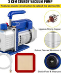 Professional 1.5 Gallon Vacuum Degassing Chamber With Heavy Duty Copper Pump For Bubble Free Resin Casting And Silicone Molding Solid Aluminum Tank Boss Level Easy As Pie Operation showing sturdy 3 CFM vacuum pump with copper motor and aluminum housing.