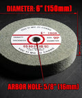 Durable Nylon Fiber Buffing Wheel Set 6 Inch By 1 Inch With Five Eighth Inch Arbor For Bench Grinder Or Drill Aluminum Buffing Wheels 180 Grit Polishing Discs 9 Pack. 6-inch wheel with 5/8-inch arbor and 25mm thickness.