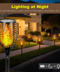 4 Pack 96 LED Solar Tiki Torches With Flickering Flame 43 Inch Tall Outdoor Lights Waterproof For Garden Patio Yard Pathway