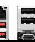 Rear ports of ProSeries Intel LGA1700 ATX Motherboard With DDR4, PCIe 4.0, LAN, USB 3.2 Gen2, WiFi 6E, HDMI/DP, and audio jacks.